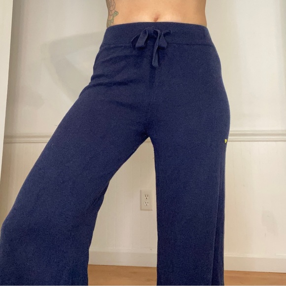 NWOT Anthropologie x Kerri Rosenthal Wide Leg Cotton Cashmere Navy Pants - Picture 11 of 12